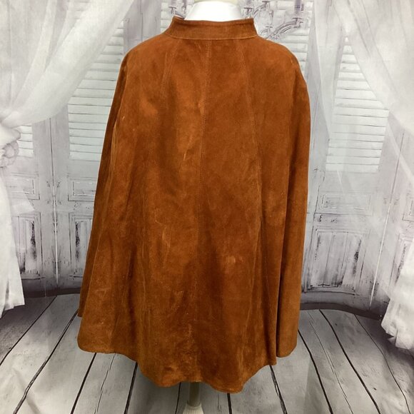 Vintage 60s Suede Two Tone Leather Cape Poncho with Belt - Picture 5 of 15